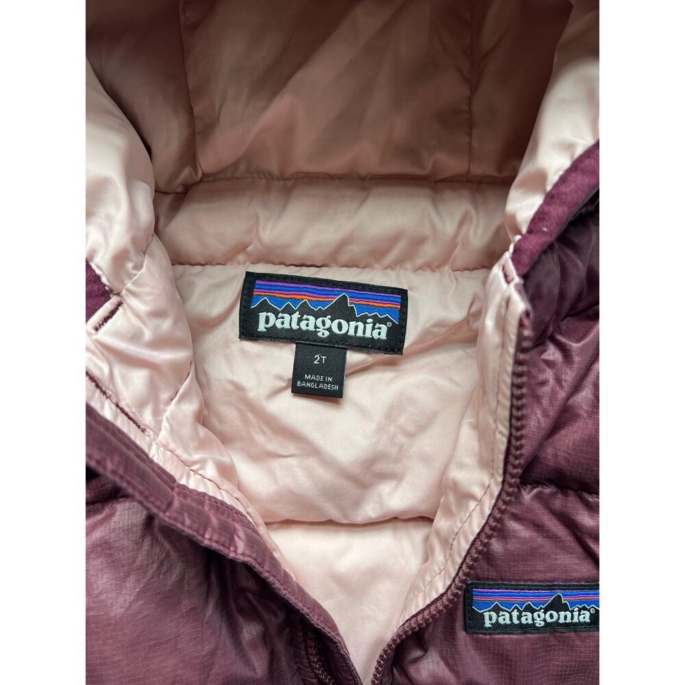 Patagonia Hi Loft Down Sweater Hoody Jacket 2T Maroon - Picture 2 of 5